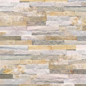 Beige quartzite stacked stone showcasing natural textures