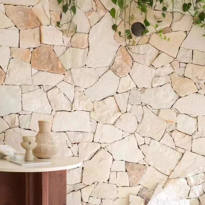 Natural loose stone cladding showcasing a textured surface