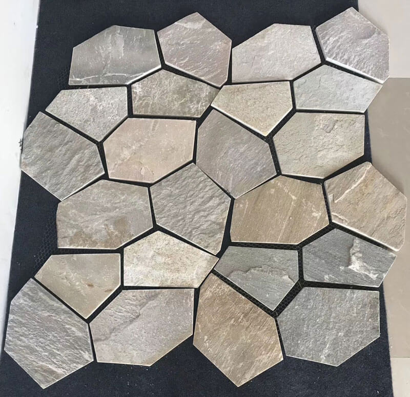 Beige quartz crazy paving flagstone with unique patterns