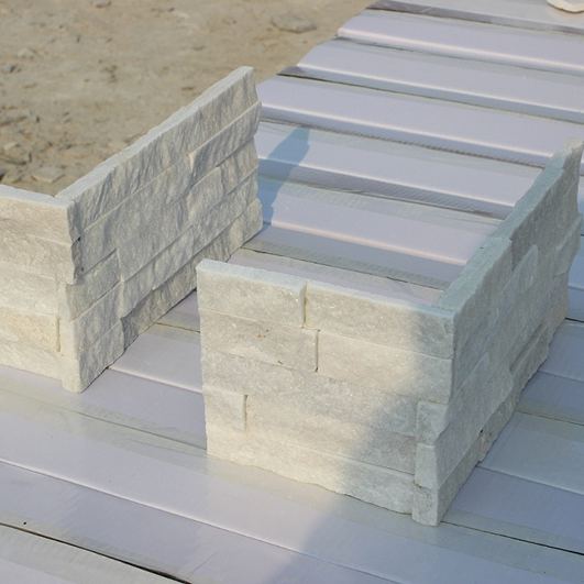 Beautiful white quartzite corner stone for interior and exterior use