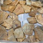 Collection of irregular flagstone pavers in various shapes and colors