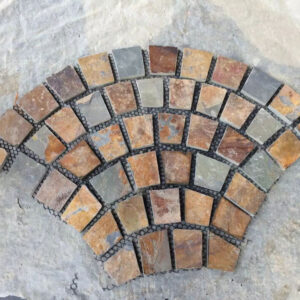 Unique fan-shaped rusty slate crazy paving flagstone for outdoor design