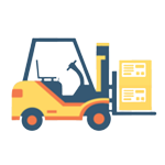 Icon representing a modern paper manufacturing factory.