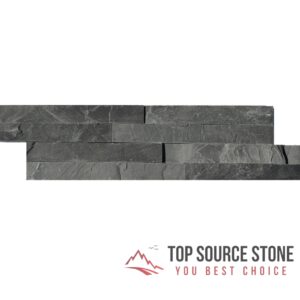 Black split face tile measuring 10cm x 36cm showcasing natural stone texture