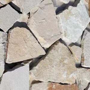 Natural white sandstone random loose stone wall cladding for exterior and interior designs.