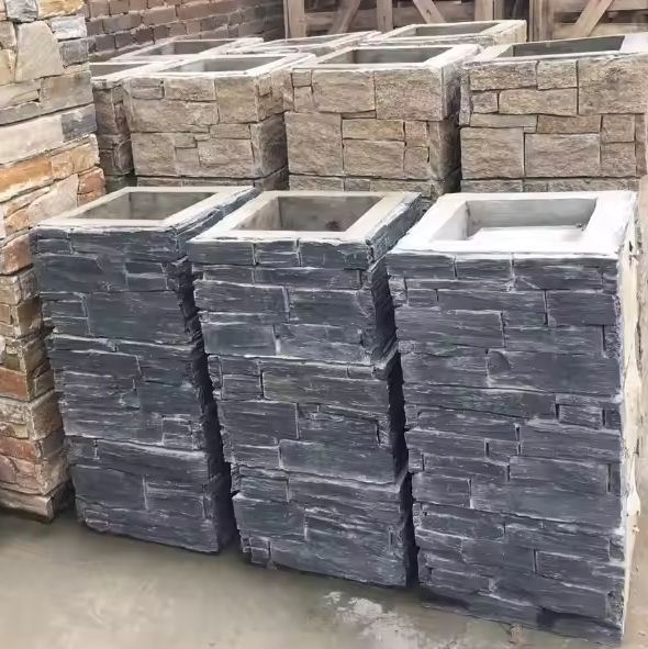 Durable stacked stone pillar kits for landscaping and outdoor decor