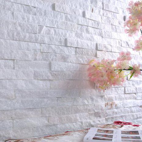 Beautiful white quartzite stacked stone panels for design